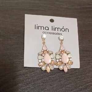 Pink and Gold Teardrop Earrings